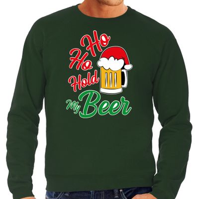 Grote maten Ho ho hold my beer fout Kersttrui / outfit groen voor heren