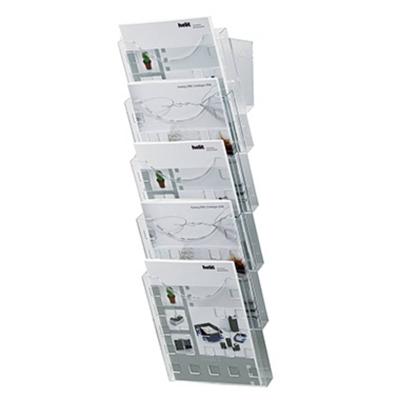 Helit H6103102 Folderhouder Glas (helder) DIN A4 1 stuk(s) Aantal vakken: 5 (b x h x d) 241 x 578 x 150 mm