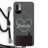 Friends heart pastel: Xiaomi Redmi Note 10 5G Transparant Hoesje met koord
