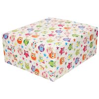 Cadeaupapier wit met gekleurde uiltjes 200 x 70 cm   -