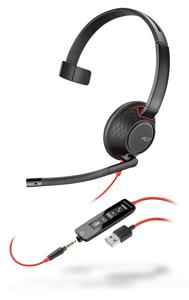 Plantronics BLACKWIRE 5210 On Ear headset Telefoon Kabel Mono Zwart Ruisonderdrukking (microfoon), Noise Cancelling Volumeregeling, Microfoon uitschakelbaar