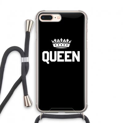 Queen zwart: iPhone 8 Plus Transparant Hoesje met koord