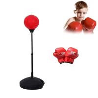 Kinderen basisversie hoogte verstelbaar verticaal PU leder vent bal boksen Speed Ball familie fitness apparatuur met handschoenen (rood)