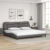 Bedframe zonder matras "Hvar" kunstleer grijs 200x200 cm