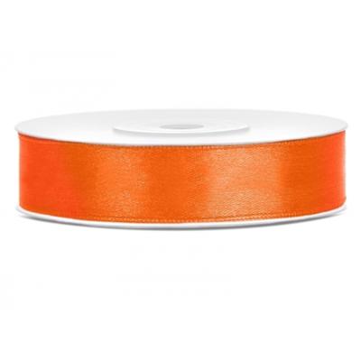 Decoratie satijn sierlint - oranje - 12 mm x 25 meter - Cadeaulint satijnlint
