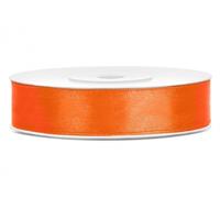 Decoratie satijn sierlint - oranje - 12 mm x 25 meter - Cadeaulint satijnlint