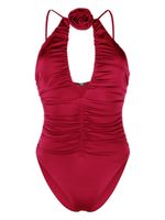 Noire Swimwear maillot de bain à fleur appliquée - Rouge