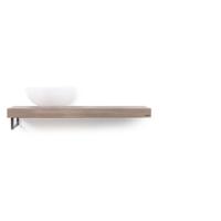 Looox Wooden Base Shelf solo L 100 cm, eiken old grey, handdoekhouders geborsteld rvs - thumbnail
