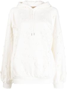 Elie Saab hoodie en coton à design brodé - Blanc