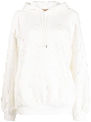 Elie Saab hoodie en coton à design brodé - Blanc