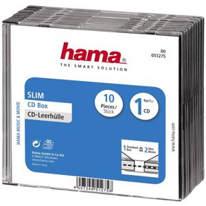 Hama 00051275 CD-hoes slim 1 CD/DVD/Blu-Ray Transparant, Zwart Polystereen 10 stuk(s)