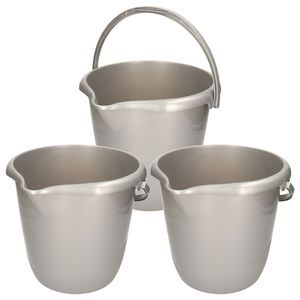 Set van 5x stuks zilvergrijze schoonmaakemmers/huishoudemmers 10 liter van dia 28 cm