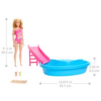 Mattel Blonde pop met zwembad en glijbaan - thumbnail