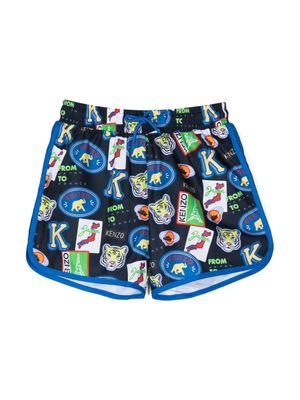 Kenzo Kids short à imprimé graphique en all over - Noir