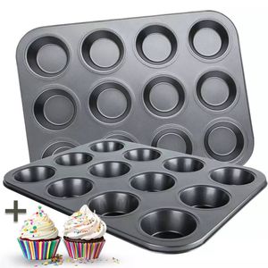 COOCK - Muffin Bakvorm met 12 Cupcake Vormpjes - Non Stick Incl. Papieren vormpjes & E-book