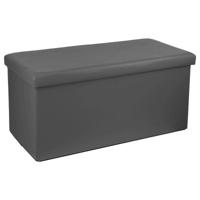 Atmosphera Poef/hocker - grijs - PU/MDF - 76 x 38 x 38 cm - opvouwbaar - opbergbox