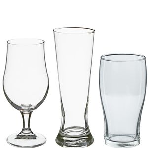 Bierglazen set - pilsglazen/pint glazen/bierglazen op voet - 12x stuks - glas