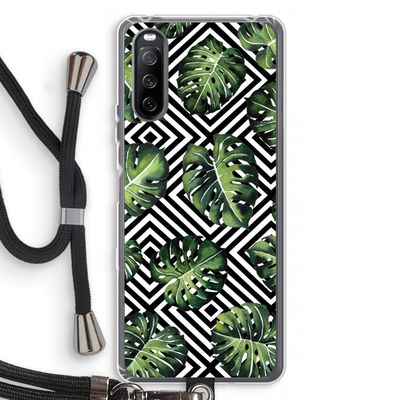 Geometrische jungle: Sony Sony Xperia 10 III Transparant Hoesje met koord