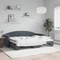 Slaapbank met onderschuifbed 80x200 cm fluweel donkergrijs Slaapbank met onderschuifbed 80x200 cm fluweel donkergrijs