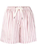 Brunello Cucinelli short rayé à lien de resserrage - Rose