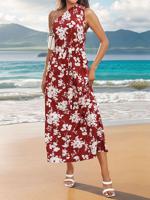 One Shoulder Casual Floral Dress With No