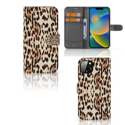 iPhone 14 Plus | Telefoonhoesje | Met pasjeshouder | Leopard
