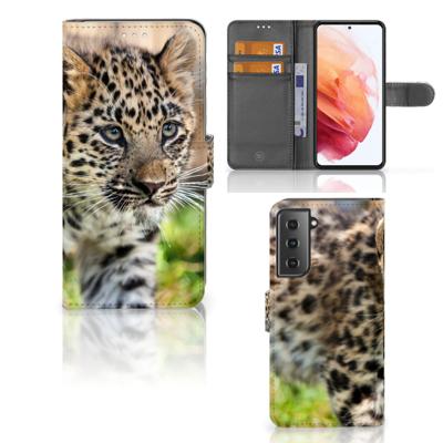 Samsung Galaxy S21 | Telefoonhoesje | Met pasjeshouder | Baby Luipaard