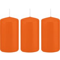 3x Oranje cilinderkaarsen/stompkaarsen 6 x 12 cm 40 branduren