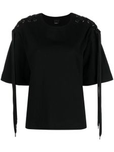 PINKO t-shirt en coton à détail de laçage - Noir