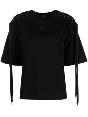 PINKO t-shirt en coton à détail de laçage - Noir