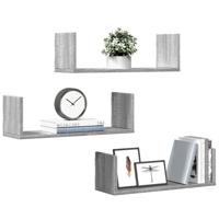 Wandschappen 3 st 58x18x18 cm bewerkt hout grijs sonoma eiken