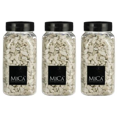 Mica Decorations decoratie steentjes - 3x - wit - 1 kilo - 650ml - hobby steentjes