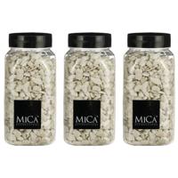 Mica Decorations decoratie steentjes - 3x - wit - 1 kilo - 650ml - hobby steentjes