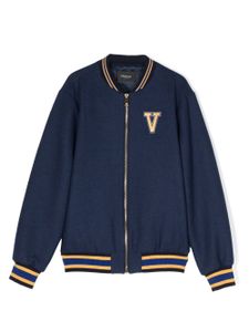 Versace Kids veste bomber à patch logo - Bleu