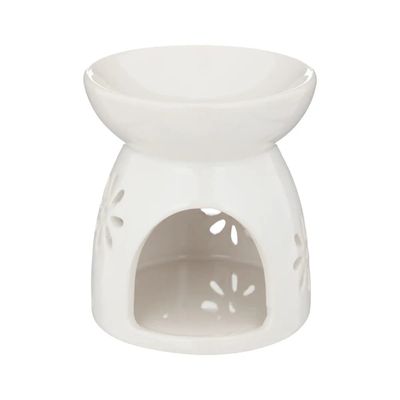 Geurbrander - voor amberblokjes/geurolie - keramiek - wit - 9 x 9 x 10 cm