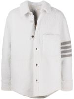 Thom Browne veste en peau lainée à 4 bandes signature - Blanc - thumbnail