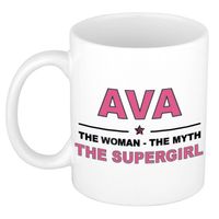 Naam cadeau mok/ beker Ava The woman, The myth the supergirl 300 ml - Naam mokken