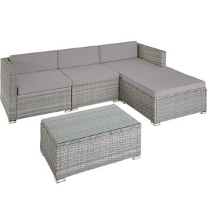 tectake - wicker tuinset loungeset- Florenz - lichtgrijs/grijs - 404326