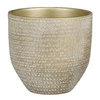 Mica Decorations Plantenpot - terracotta - champagne-wit -20x18cm