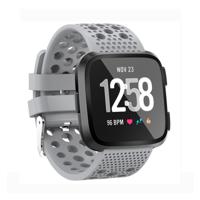 Slimme horloge ontlucht cirkel gat polsband horlogeband voor Fitbit versa (grijs)