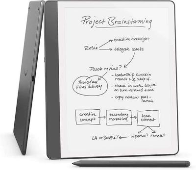 E-book Nieuwe Kindle Scribe - release 2024 10,2 inch, niet-reflecterend, 16 GB, wifi (zonder advertenties op het vergrendelingsscherm) met Premium Pen Tungsten