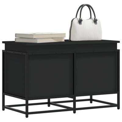 Opbergbox met deksel 80x40x51,5 cm bewerkt hout zwart