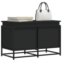 Opbergbox met deksel 80x40x51,5 cm bewerkt hout zwart