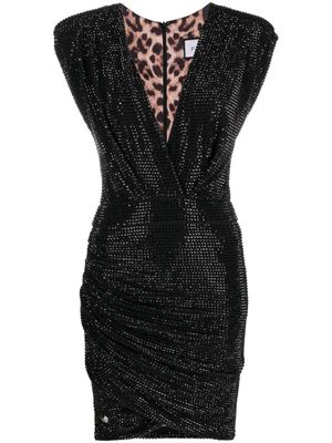 Philipp Plein robe courte à ornements en cristal - Noir