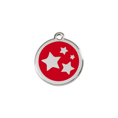 Star Red roestvrijstalen hondenpenning small/klein dia. 2 cm - Reddingo