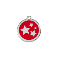 Star Red roestvrijstalen hondenpenning small/klein dia. 2 cm - Reddingo