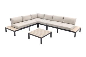 Garden Impressions Nicolle loungeset - Carbon black - Zand - 6-delig