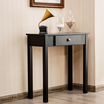 Consoletafel met Lade Nachtkastje met Massief Houten Poten Bijzettafel Kleine Haltafel Moderne Multifunctionele Tafel Bruin/Zwart