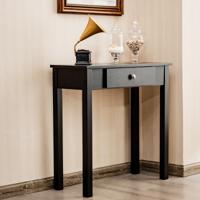 Consoletafel met Lade Nachtkastje met Massief Houten Poten Bijzettafel Kleine Haltafel Moderne Multifunctionele Tafel Bruin/Zwart