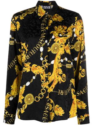 Versace Jeans Couture t-shirt en satin à imprimé Chain Couture - Noir